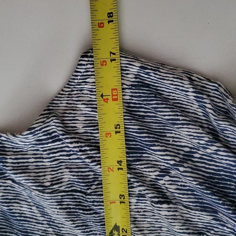 Skies Are Blue Geometric Flowy Tank Dress Size Medium Navy White Tie Waist - Picture 7 of 8